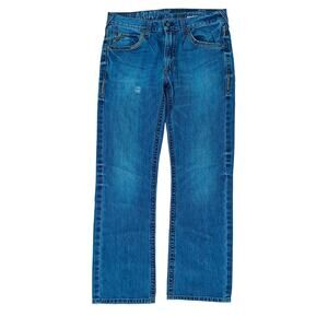 Ariat M5 Straight Men’s Jeans 34x32 Blue Distressed Mid Rise Denim